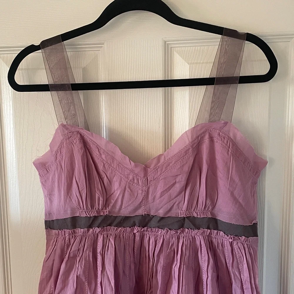 Ann Taylor Loft Purple Sheer Mauve strap Sleeveless Sundress Size 10 NWT cottage